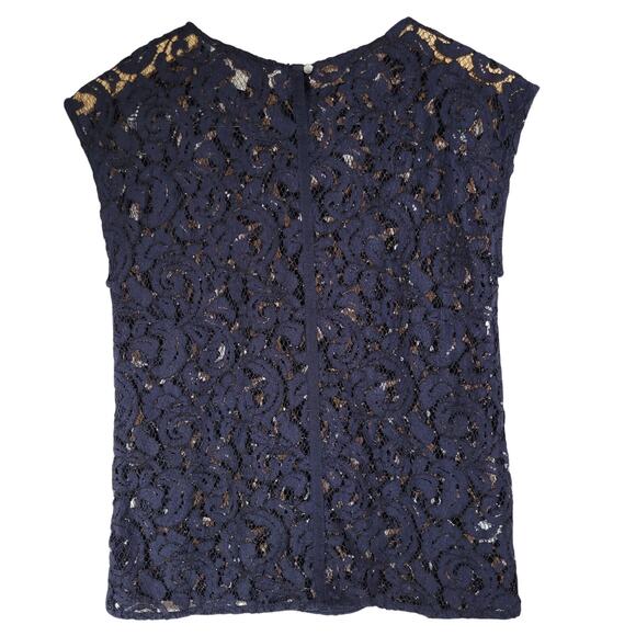 Loft Navy Lace Paisley Sheer Sleeveless Top Size XSP - Picture 2 of 9